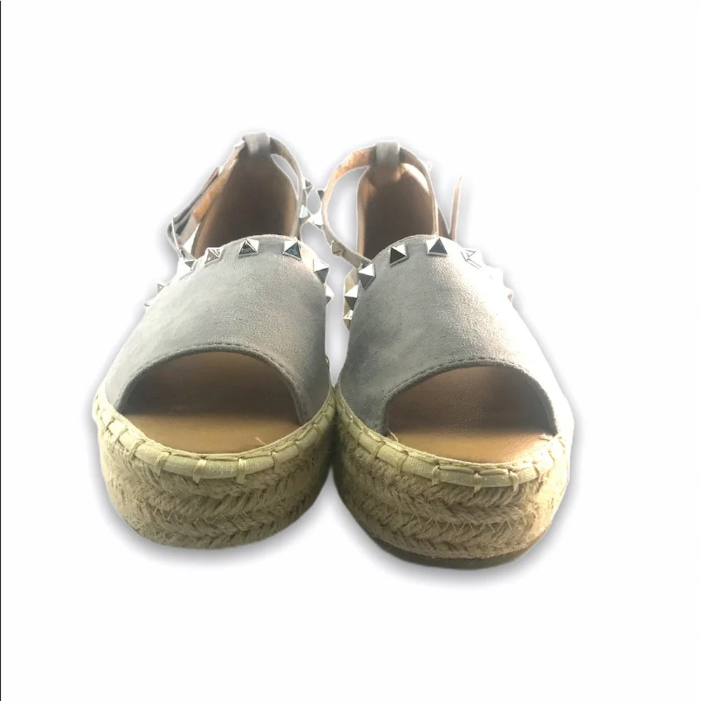 ⤵️Bella Marie Eliz Grey Suede Espadrilles
